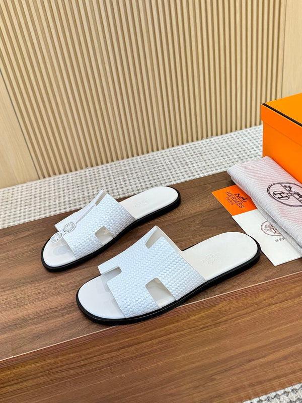 HM Men Izmir Sandals White Embossed Leather 799284