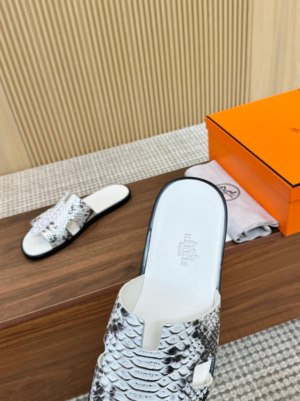 HM Men Izmir Sandals White Snakeskin 799288