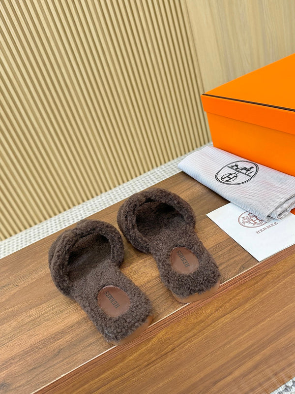 HM Oran Sandal Brown Coffee Wool 543689