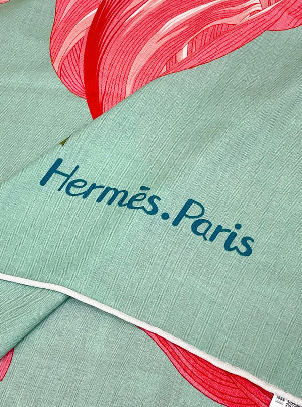 Écharpe HM 25s 140cm Vert Rose Cachemire 973318