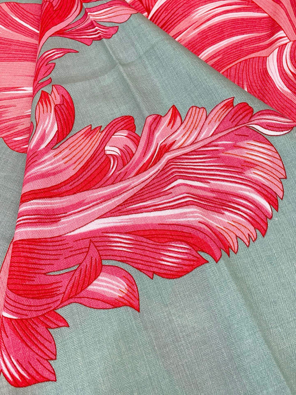 Écharpe HM 25s 140cm Vert Rose Cachemire 973318