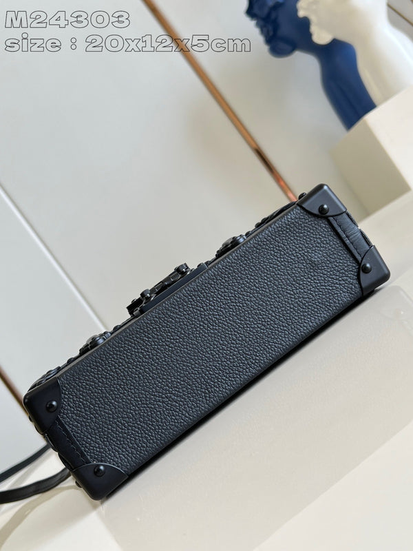 LV PETITE MALLE 20 BLACK CALFSKIN