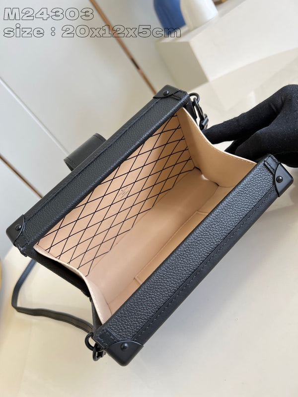 LV PETITE MALLE 20 BLACK CALFSKIN