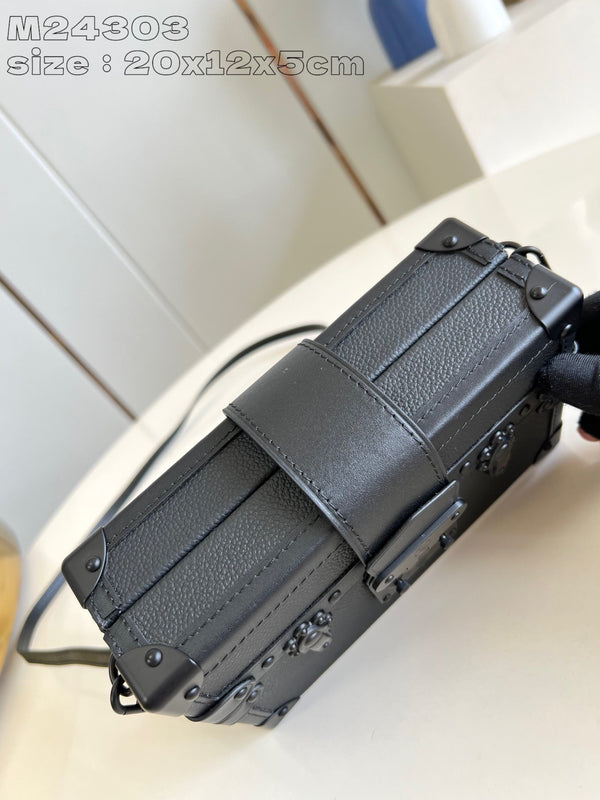 LV PETITE MALLE 20 BLACK CALFSKIN