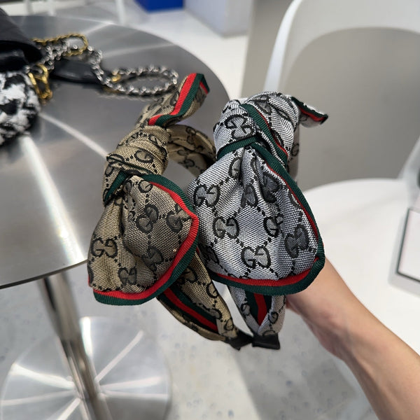 BOW HAIRBAND IN GRAY MONOGRAM CANVAS 414471