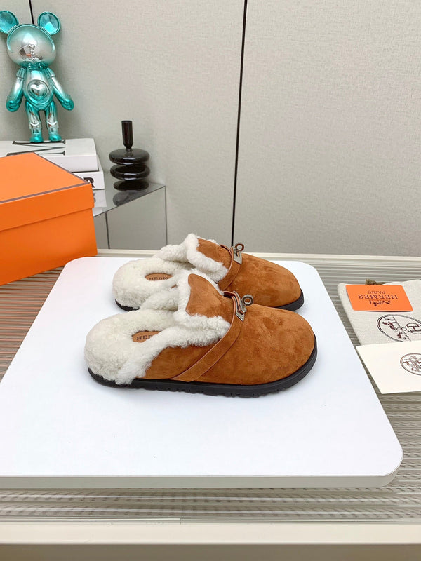 HM Mule 30mm In Caramel With Fleece And Suede Lining 971398