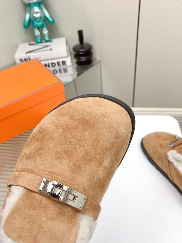 HM Mule 30mm In Light Brown With Fleece And Suede Lining 971394
