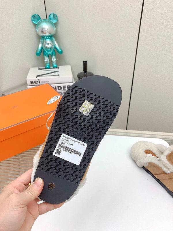 HM Mule 30mm In Light Brown With Fleece And Suede Lining 971394