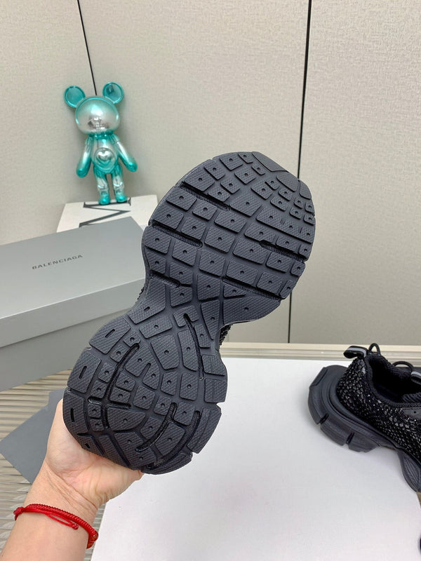 XL FISHNET SNEAKER IN BLACK MESH, POLYURETHANE, POLYESTER WITH RHINESTONES