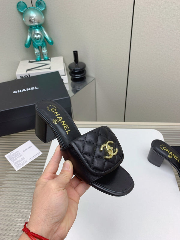 CC Mule Sandals 50mm In Black Quilted Lambskin 148942