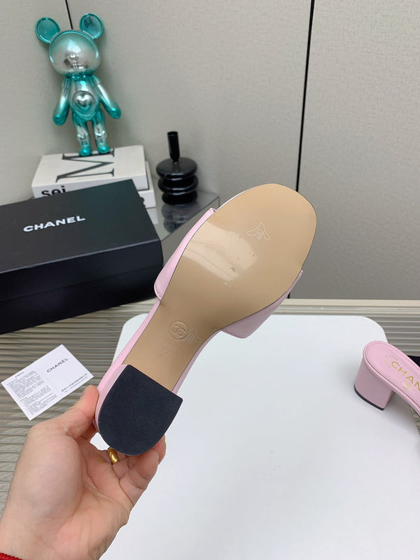 CC Mule Sandals 50mm In Light Pink Quilted Lambskin 148948