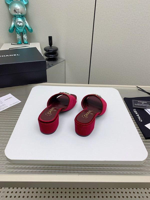 Sandali CC Mule 50m in velluto rosso scuro 148971