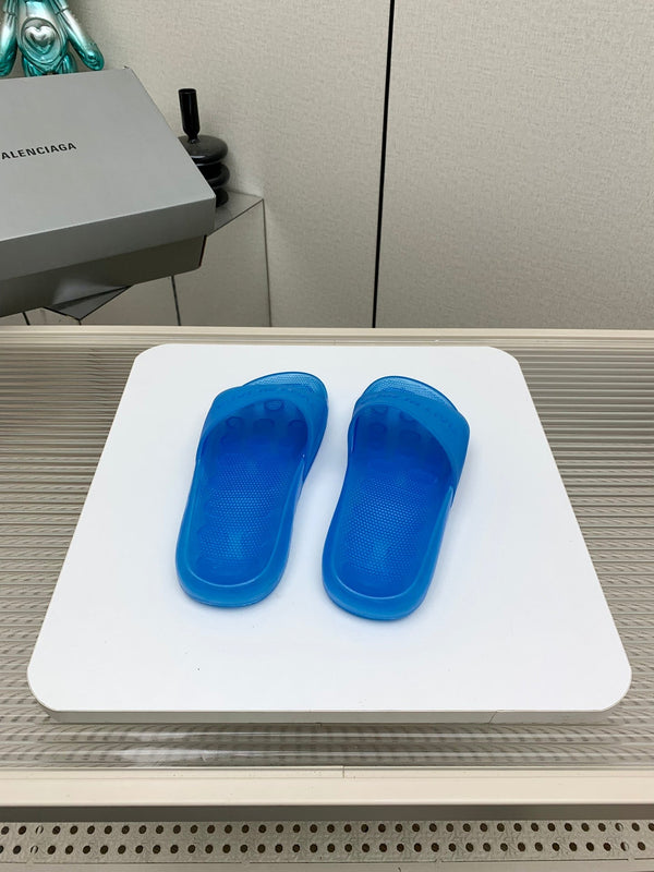 SANDALO CIABATTA DA PISCINA IN GOMMA BLU GELATINA