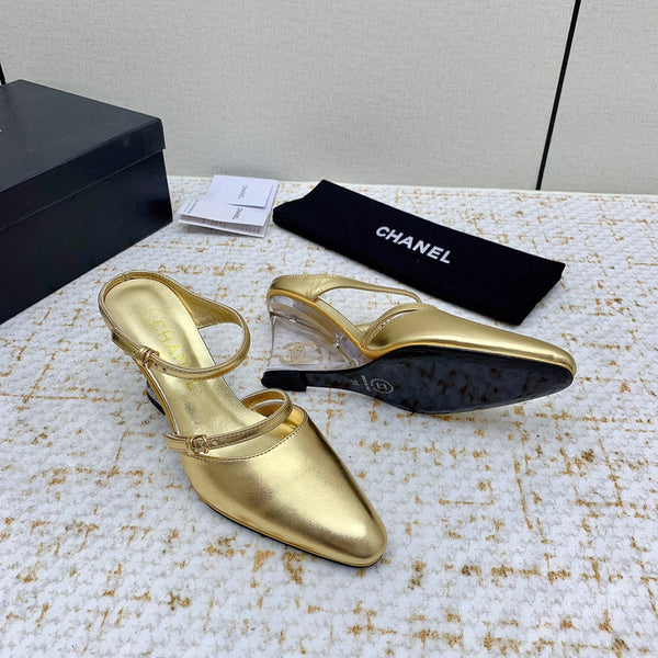 CC 26s Wedge Sandals 10cm Metallic Leather 163570