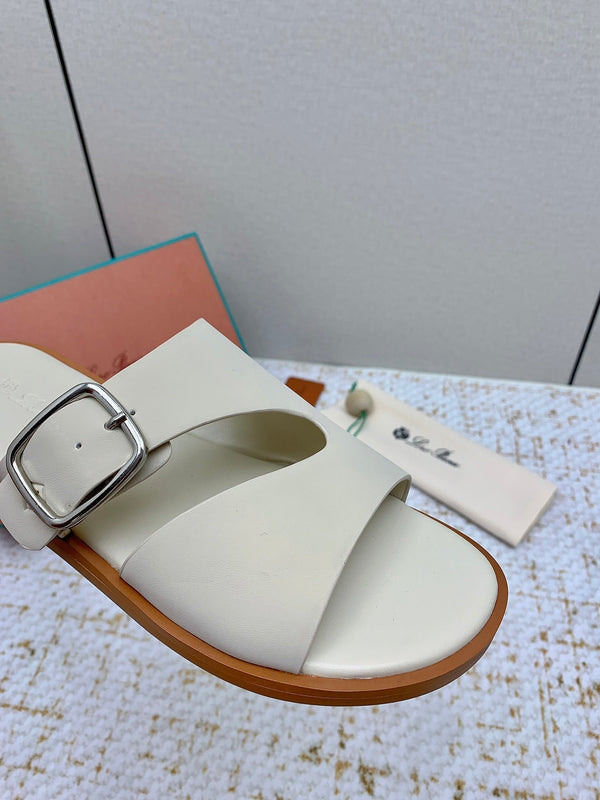 LP Men Sandals In Cream White Calfskin