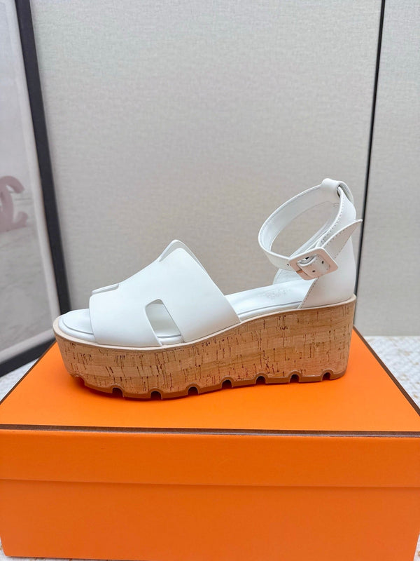 HM Luce 30 Sandal 65mm White Cowhide Cork 477968