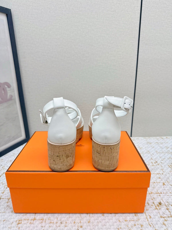 HM Luce 30 Sandal 65mm White Cowhide Cork 477968