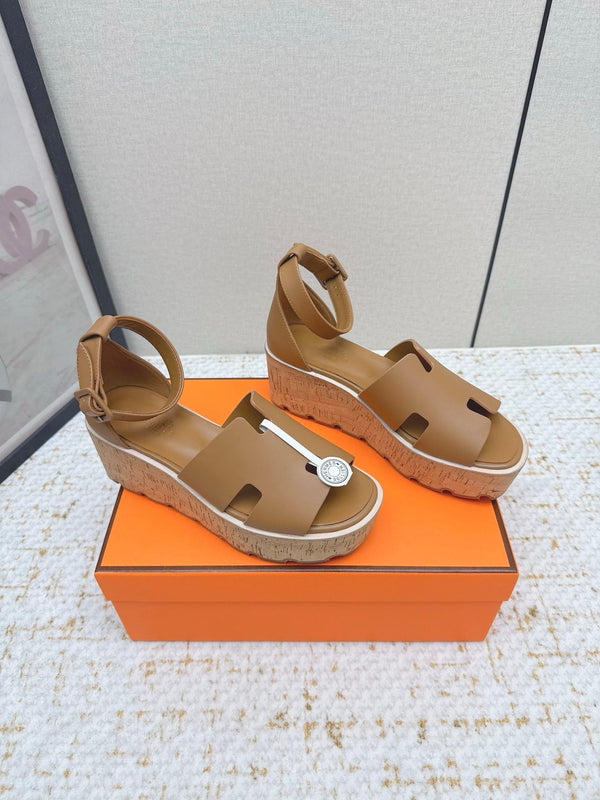 HM Luce 30 Sandal 65mm Brown Cowhide Cork 477969