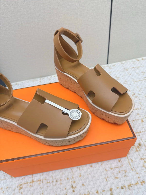 HM Luce 30 Sandal 65mm Brown Cowhide Cork 477969