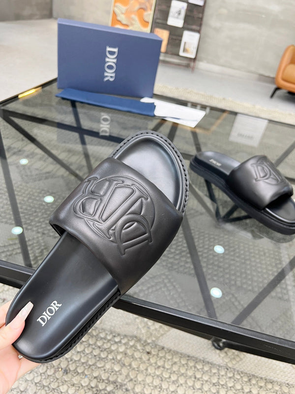 CD AQUA SLIDE SANDAL BLACK CALFSKIN