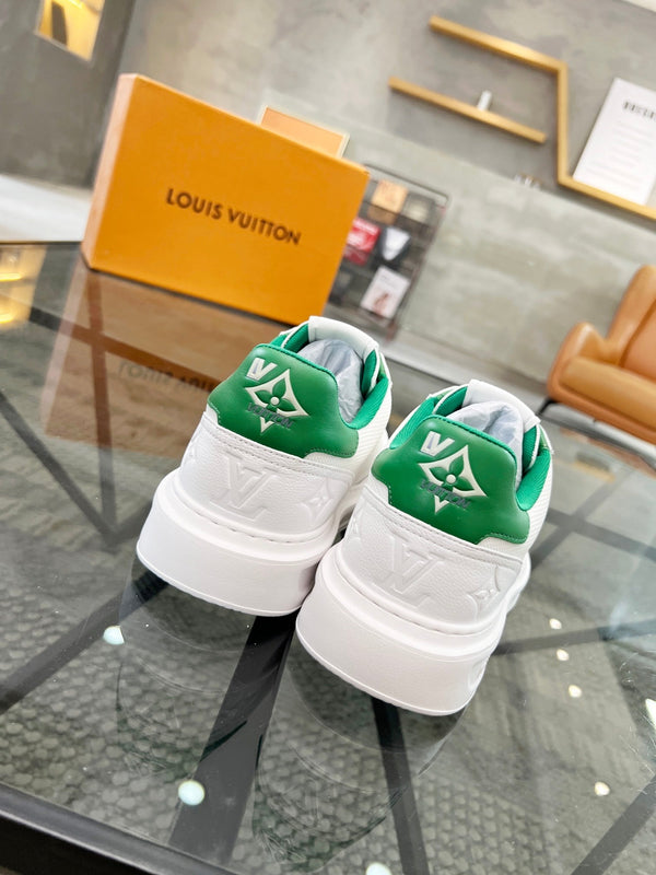 BEVERLY HILLS TRAINERS WHITE MIX COOL GREEN CALFSKIN AND MESH FABRIC