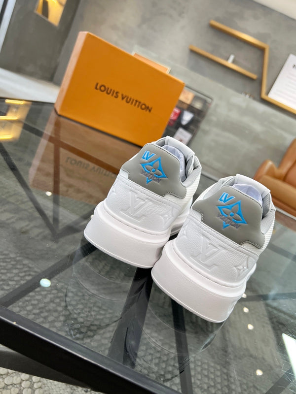 BEVERLY HILLS TRAINERS WHITE MIX GREY CALFSKIN AND MESH FABRIC