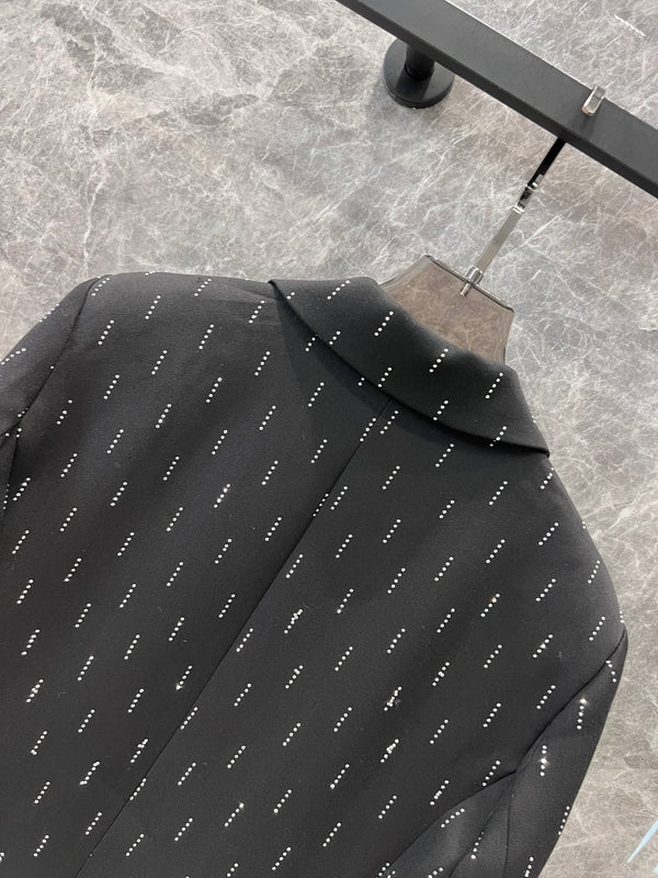 Miu Miu Diamond Short Jacket Black Polyester Cotton