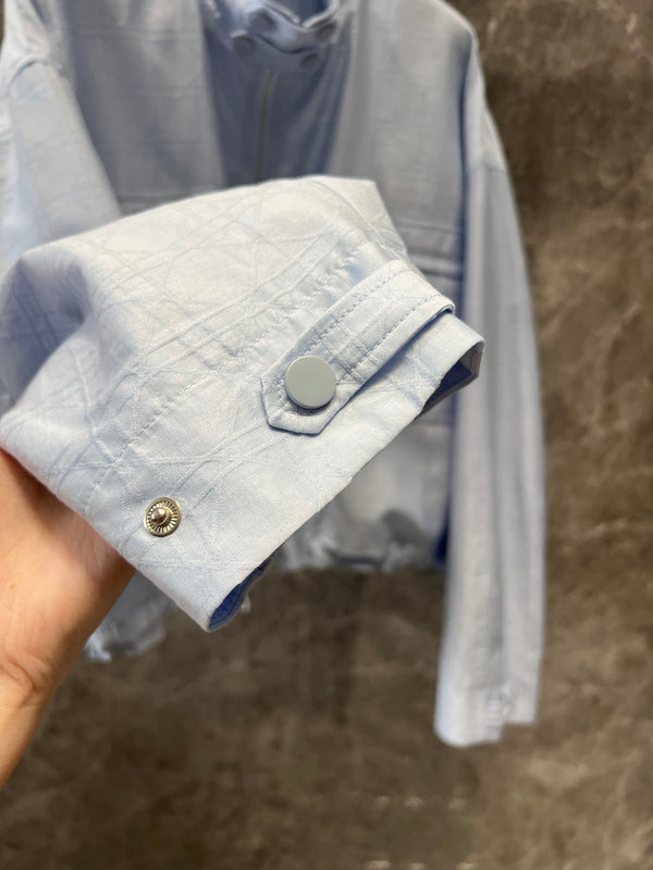 CD 25 Embroidered Zipper Jacket and Shorts Set Blue Tencel Polyamide 215973