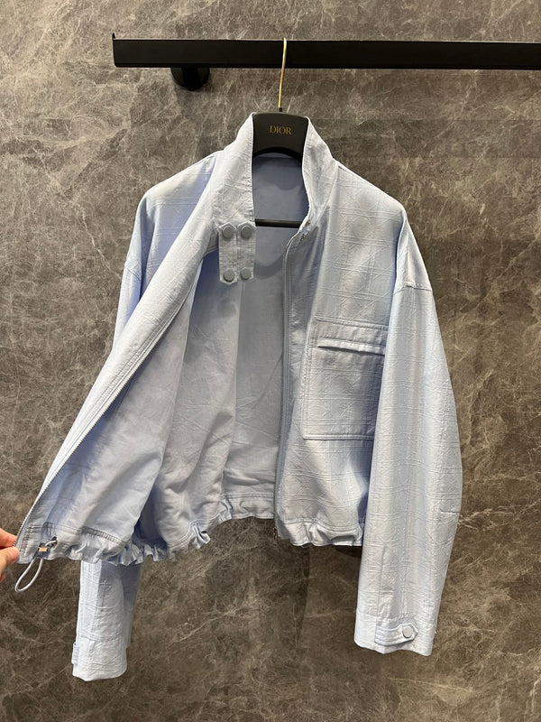 CD 25 Embroidered Zipper Jacket and Shorts Set Blue Tencel Polyamide 215973