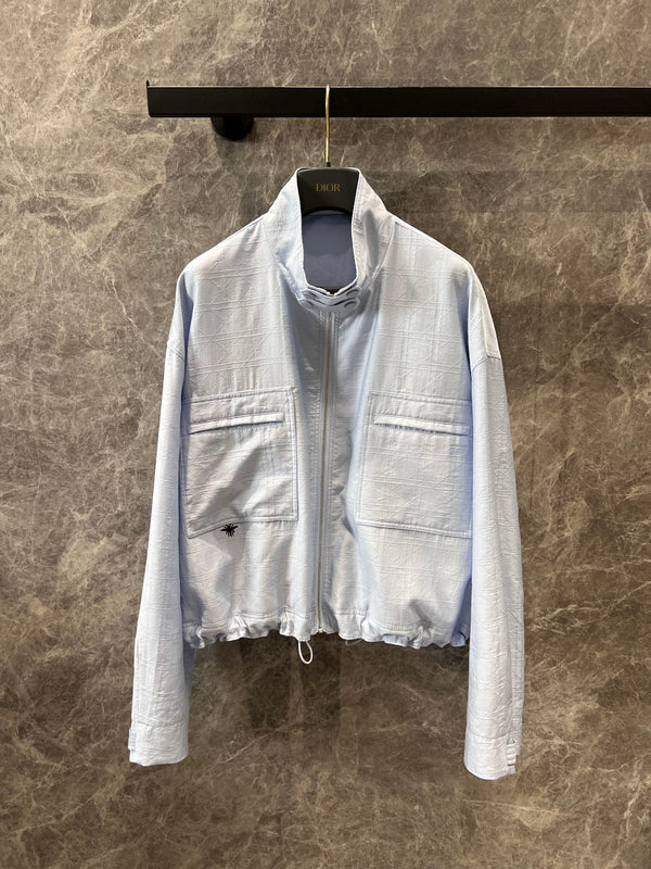 CD 25 Embroidered Zipper Jacket and Shorts Set Blue Tencel Polyamide 215973