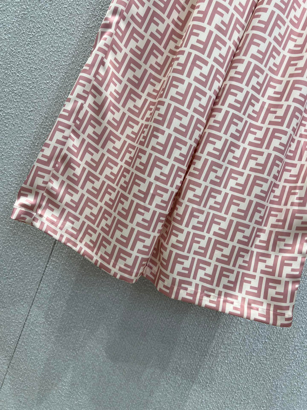 Fendi 25 Wide Leg Pants Pink Polyester Fiber