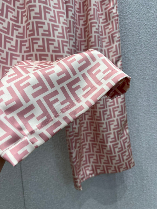 Fendi 25 Wide Leg Pants Pink Polyester Fiber