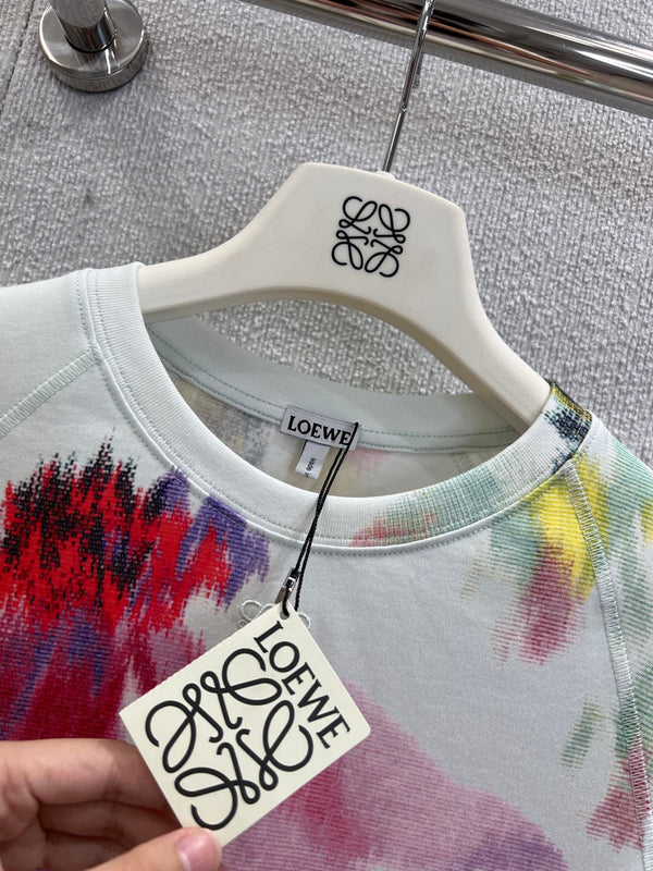 Loewe 25 Floral Ombré Crewneck Short-sleeved T-shirt Cotton Viscose 222659