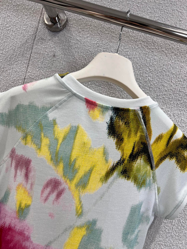 Loewe 25 Floral Ombré Crewneck Short-sleeved T-shirt Cotton Viscose 222659