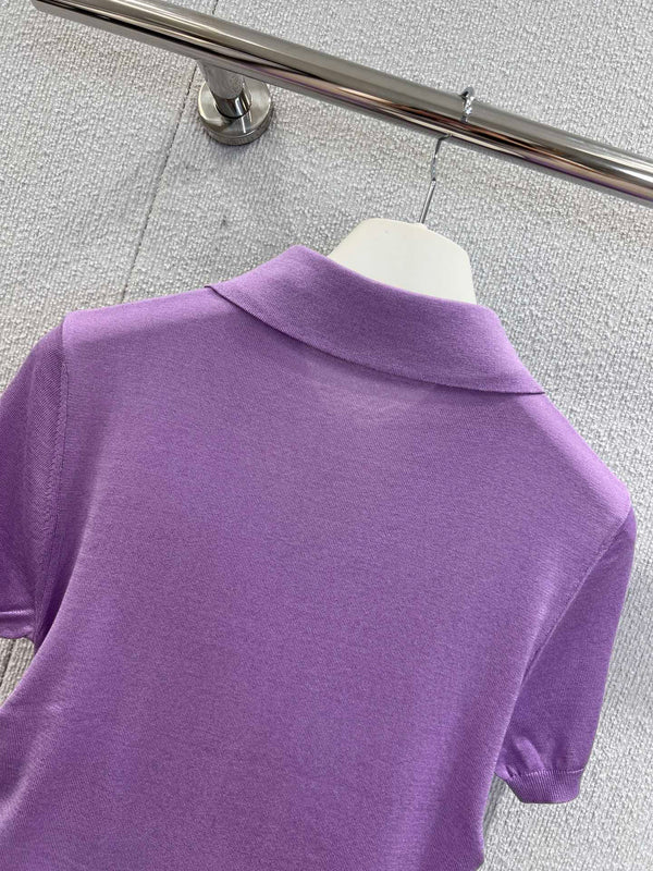 Loewe 25 Short-sleeved Top Purple Cashmere Silk