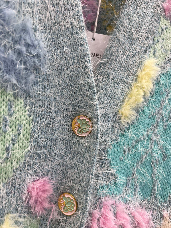 Gilet CC multicolore laine soie cachemire