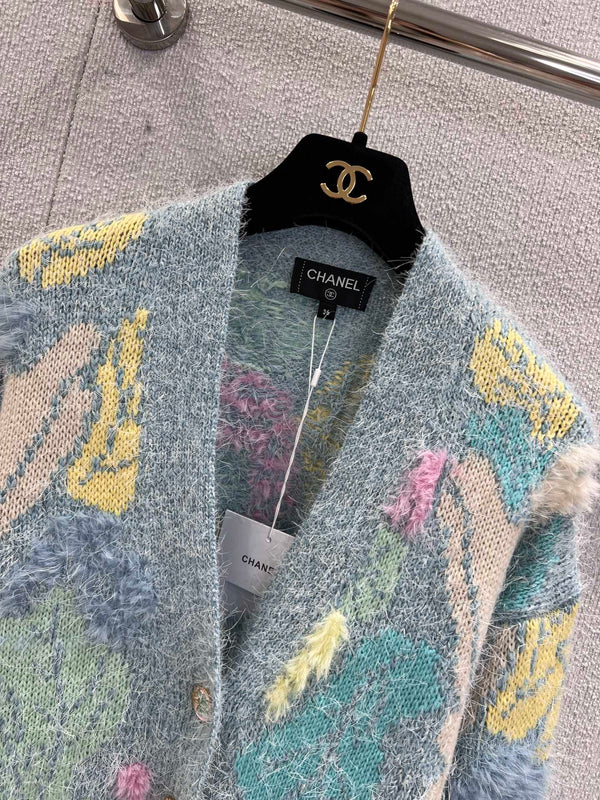 Gilet CC multicolore laine soie cachemire