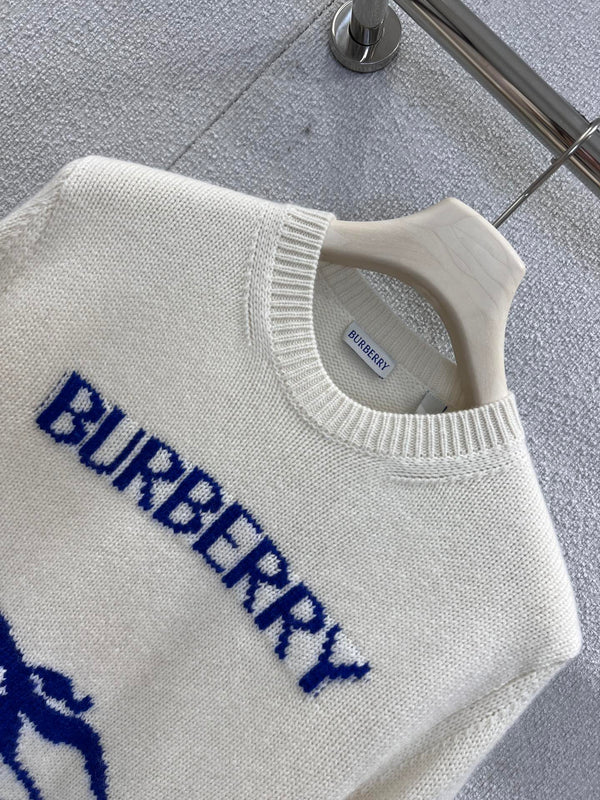 Burberry 25 Sweater White Blue Wool Cashmere