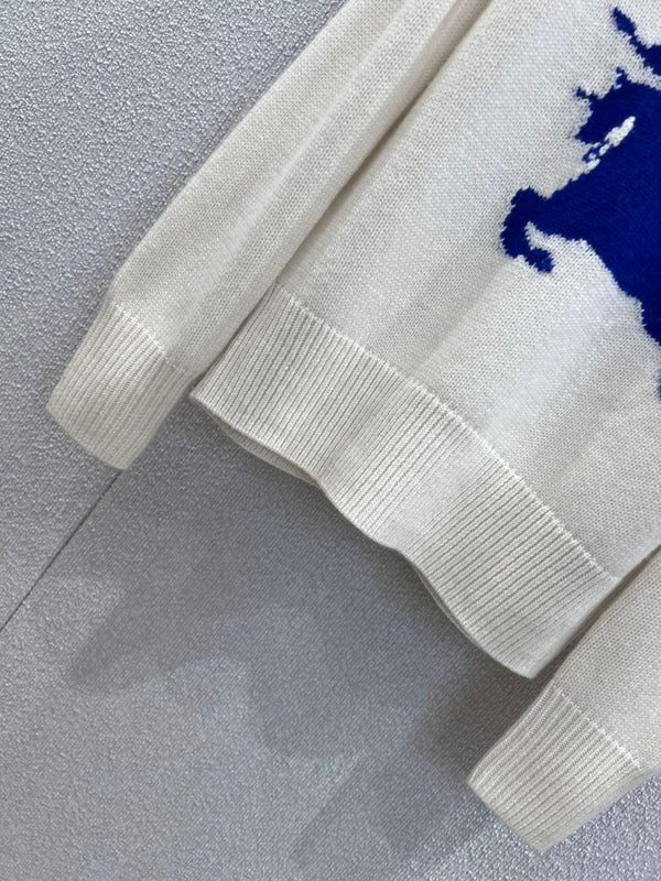 Burberry 25 Sweater White Blue Wool Cashmere
