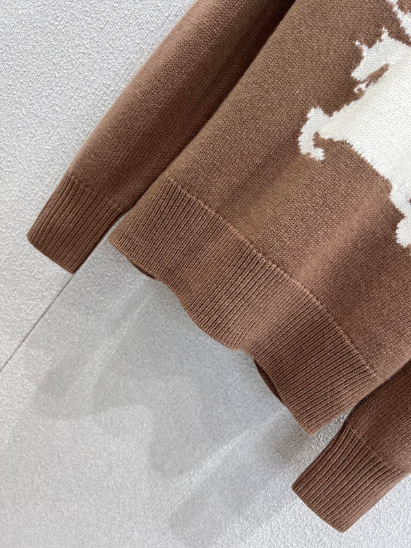 Burberry 25 Sweater Brown White Wool Cashmere