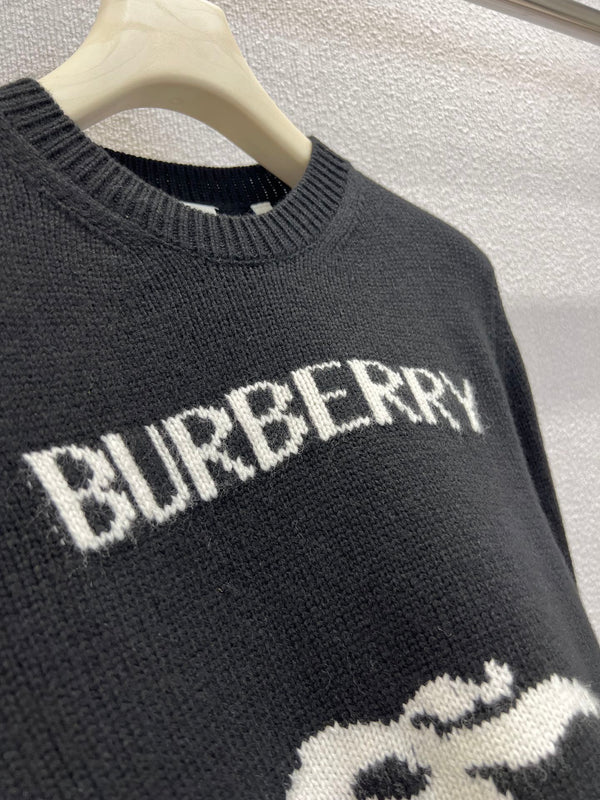 Burberry 25 Sweater Black White Wool Cashmere