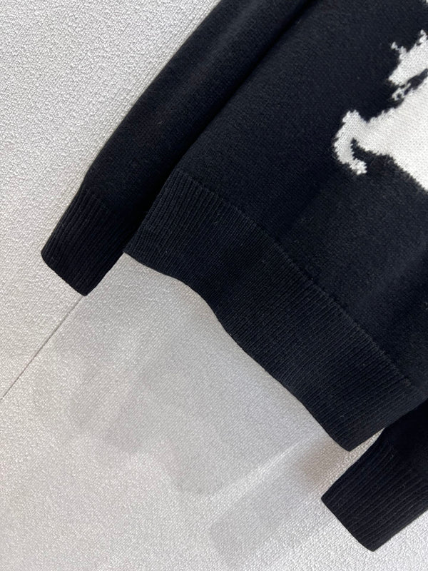 Burberry 25 Sweater Black White Wool Cashmere