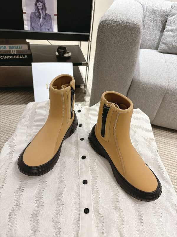 Stivaletti CD in tessuto elastico giallo beige