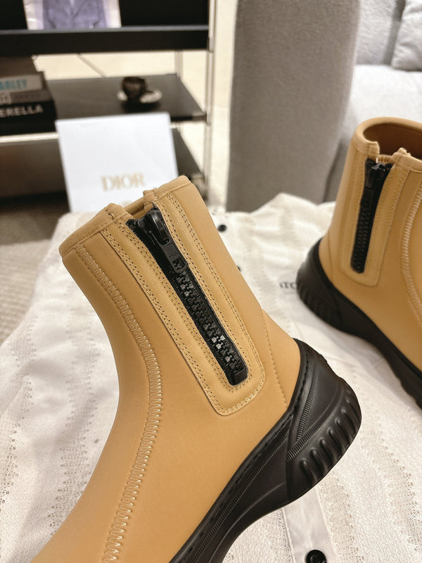 Stivaletti CD in tessuto elastico giallo beige