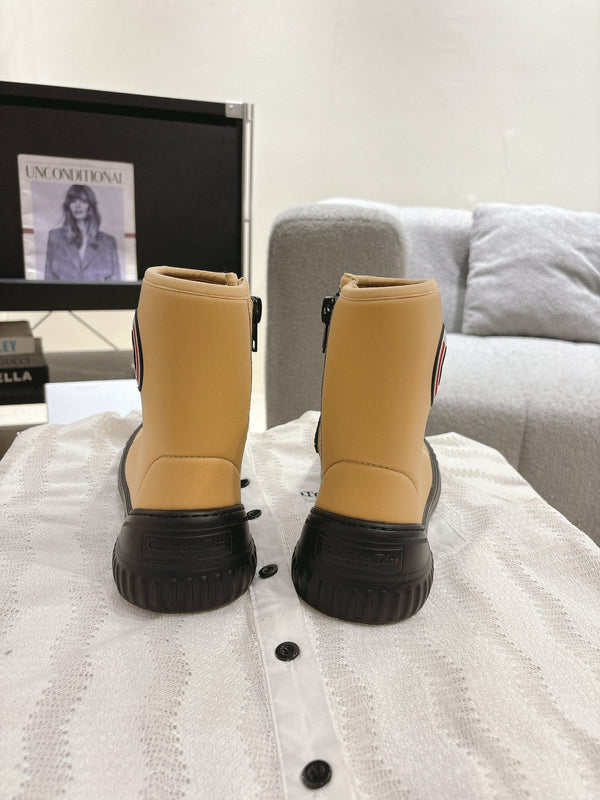 Stivaletti CD in tessuto elastico giallo beige