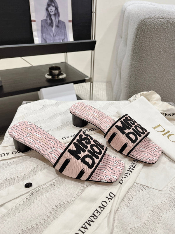 CD 25 Mid Heel Mules Cotton Fabric 241433