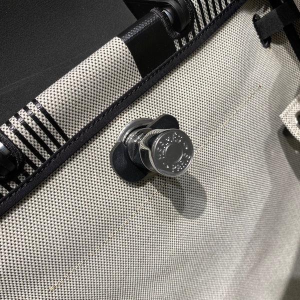 HERBAG A DOS ZIP RETOURNE BACKPACK 29 IN OFF-WHITE MIX BLACK CANVAS AND CALFSKIN