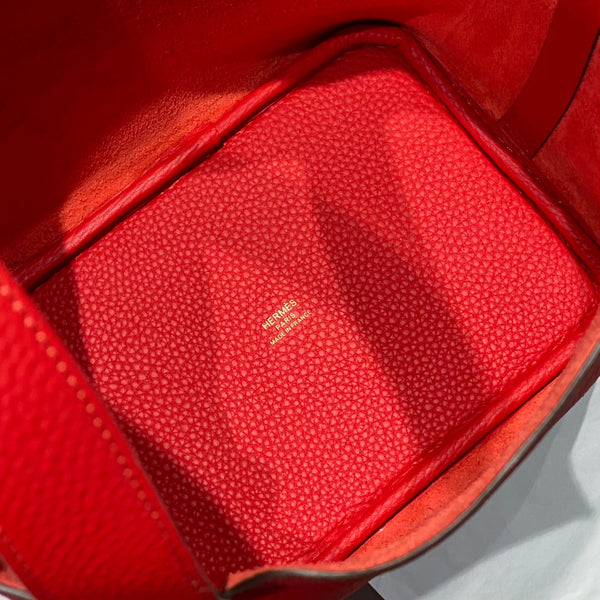 picotin lock red togo leather gold hardware