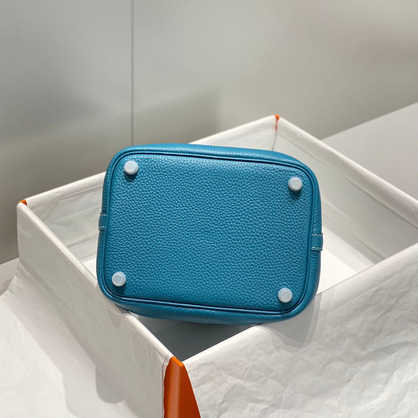 picotin lock blue jean togo leather silver hardware