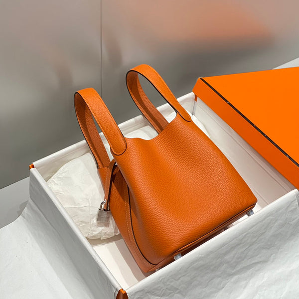 picotin lock dark orange togo leather gold hardware